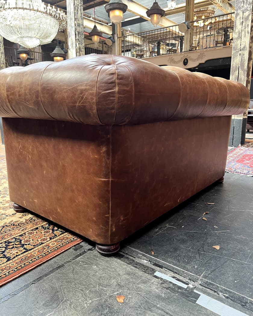 Chesterfield 2-seater sofa in upholstered leather