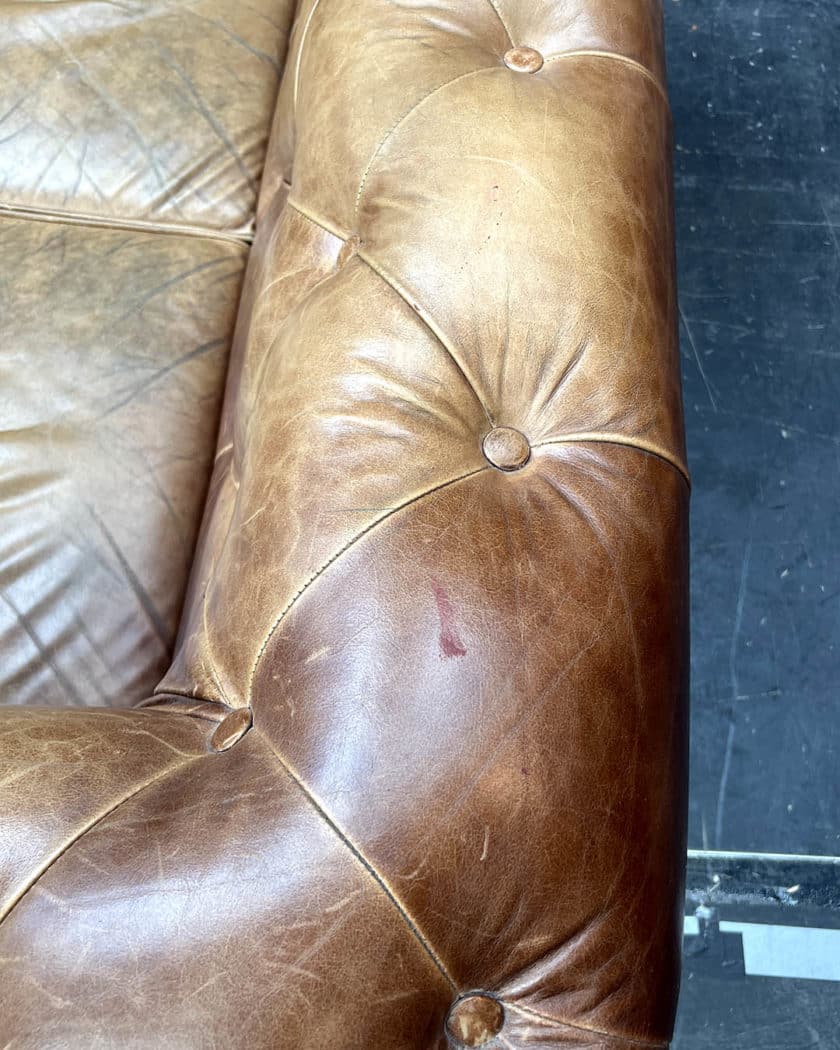 Chesterfield 2-seater sofa in upholstered leather