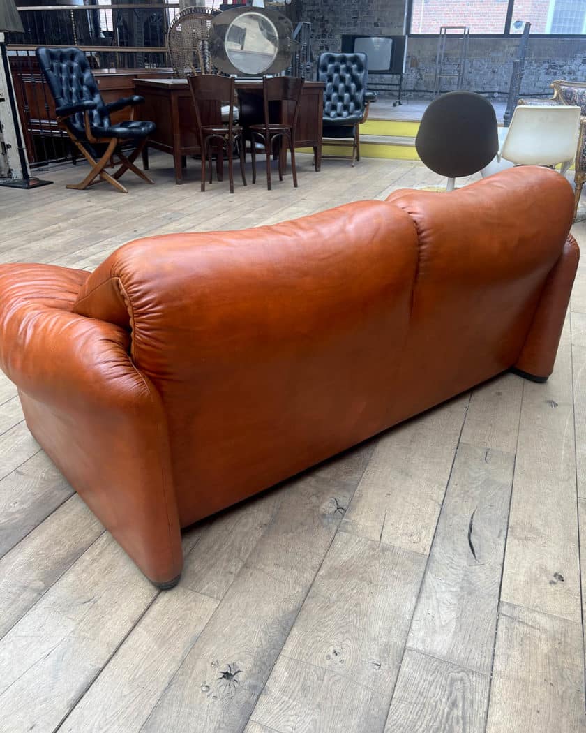 Pair of Maralunga leather sofas by Vico Magistretti for Cassina