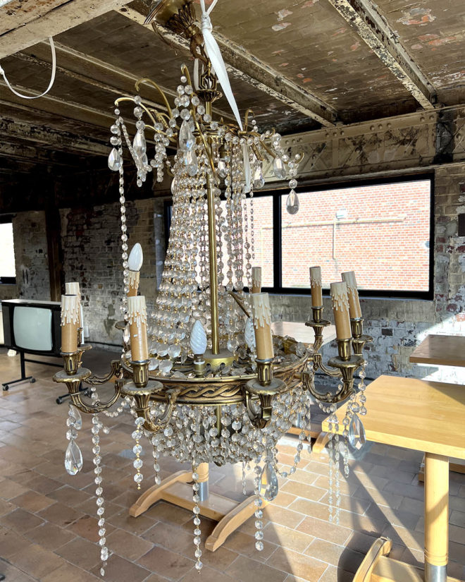 Antique brass chandelier