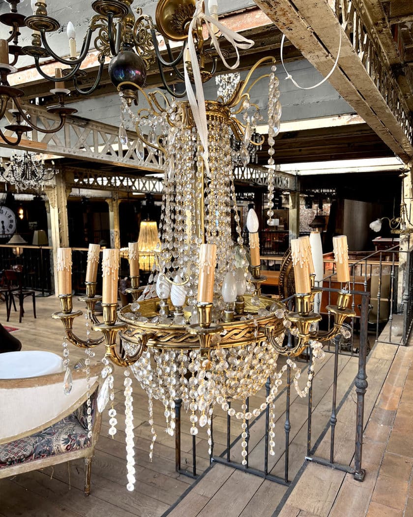 Antique brass chandelier