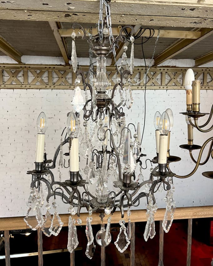 Louis XV-style black patina bronze chandelier