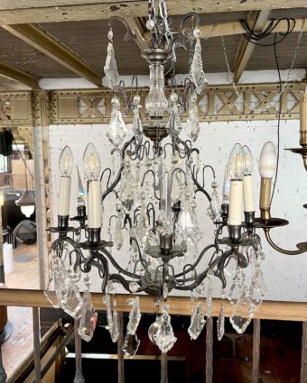 Louis XV-style black patina bronze chandelier