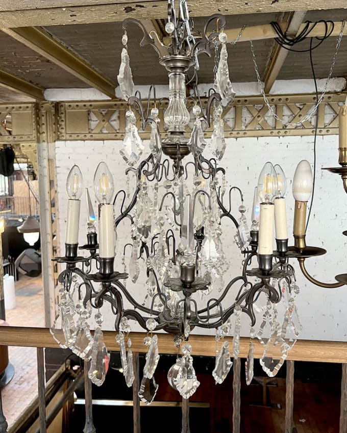 Louis XV-style black patina bronze chandelier
