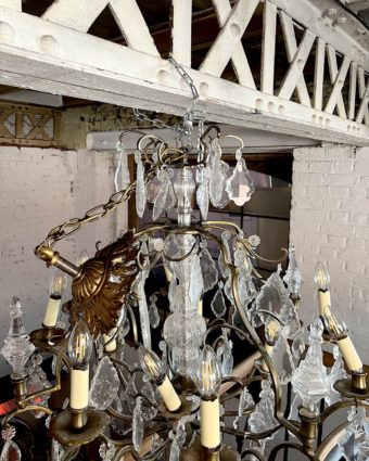 Louis XV-style bronze and crystal chandelier