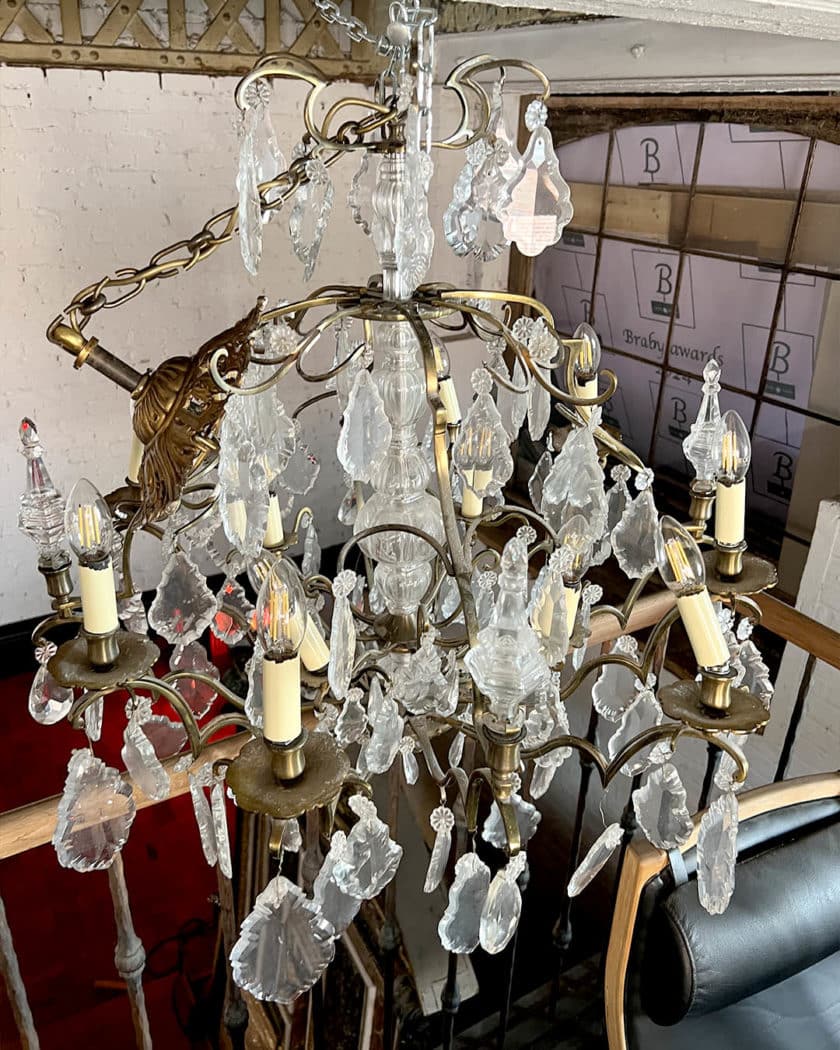 Louis XV-style bronze and crystal chandelier