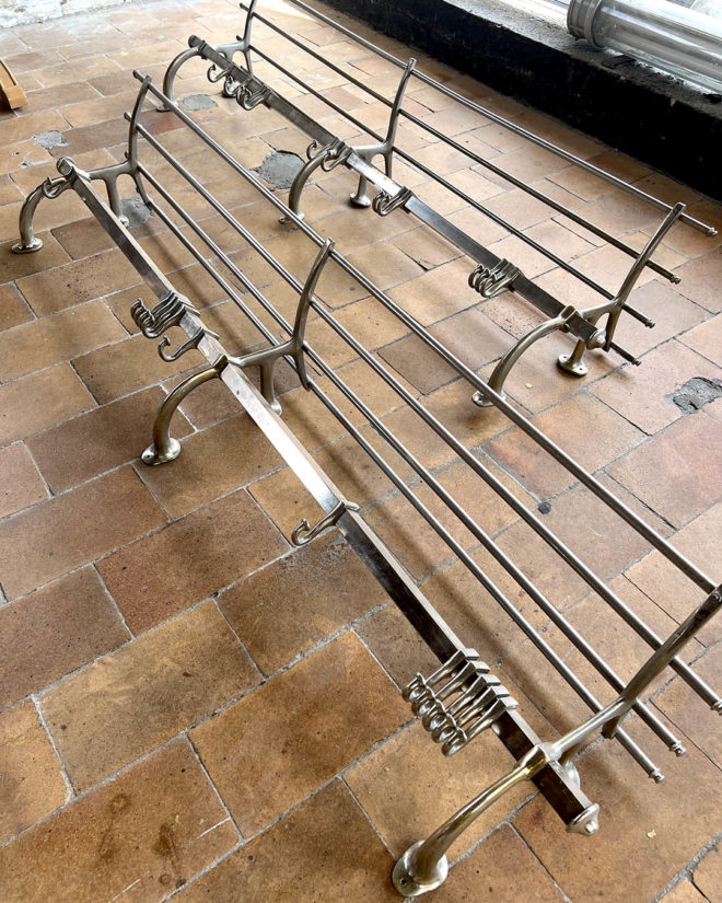 Pair of chrome-plated coat hooks