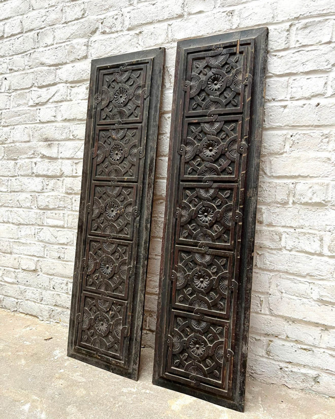 Paire de panneaux de bois moulurés 114*32