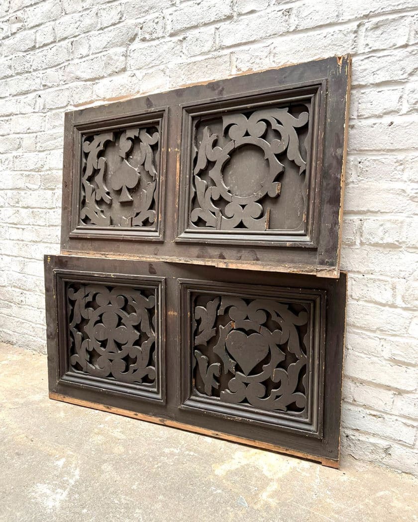 Two molded wood panels