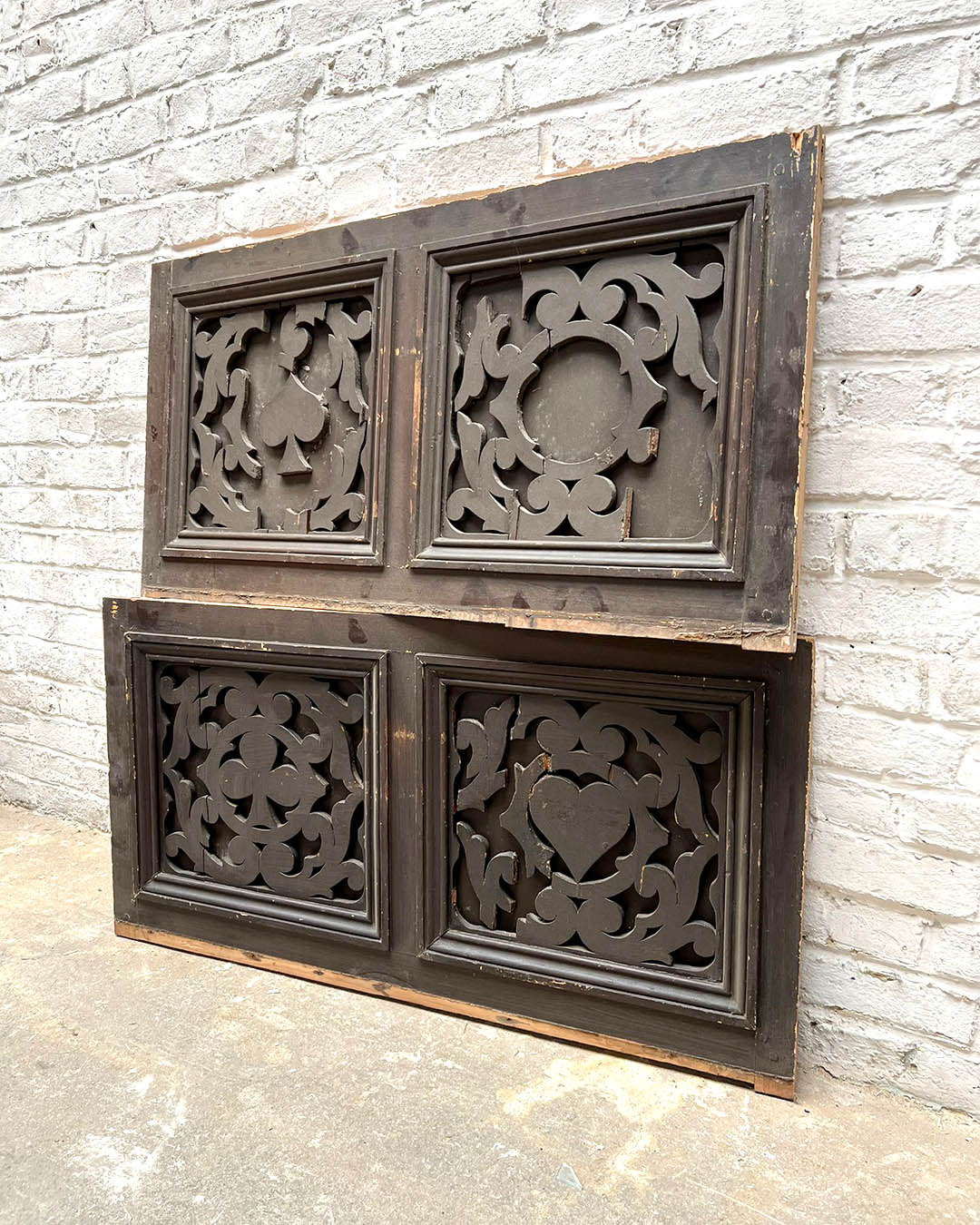 Two molded wood panels