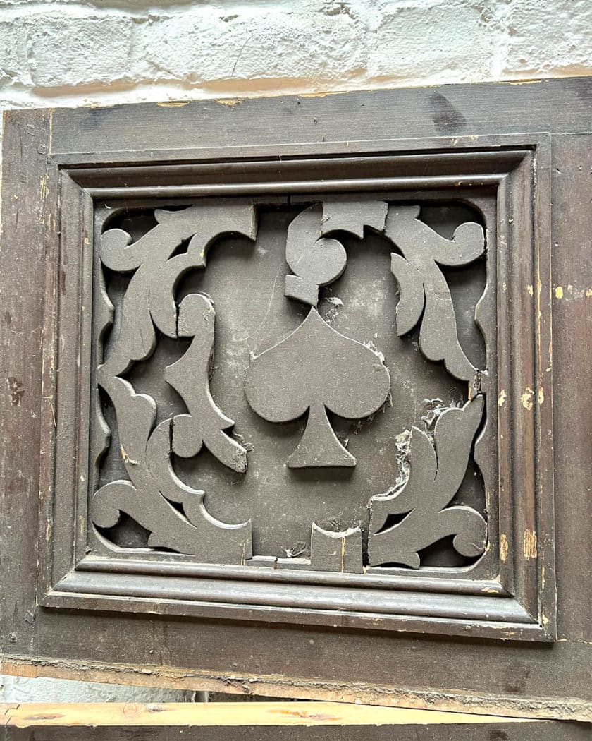 Two molded wood panels