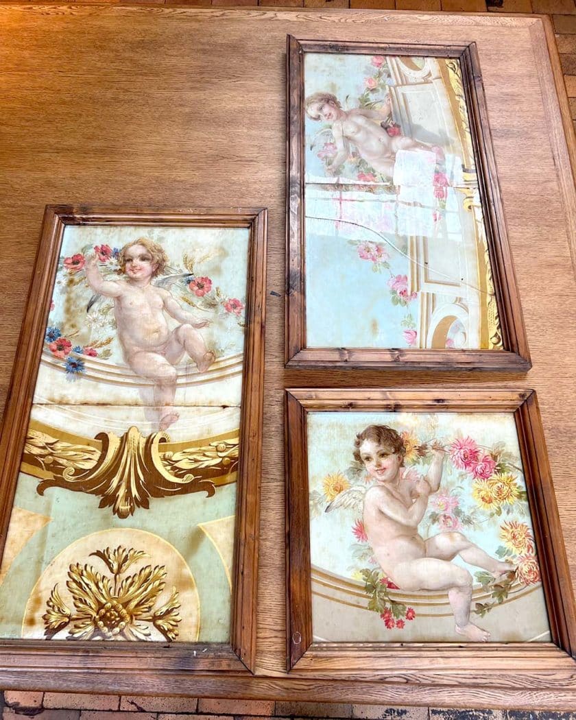 Lot de panneaux de peinture sur verre