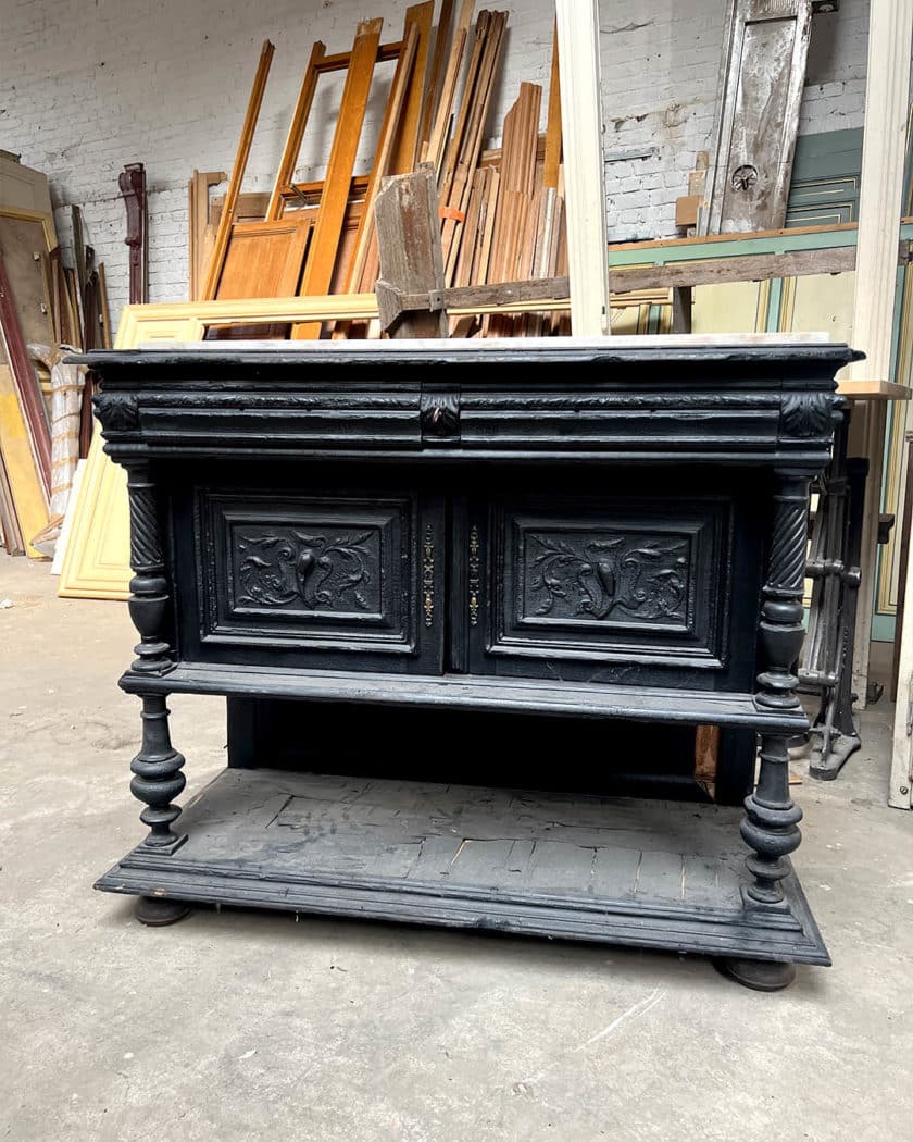 Meuble d'appui d'espirt Néo-renaissance en bois brûlé