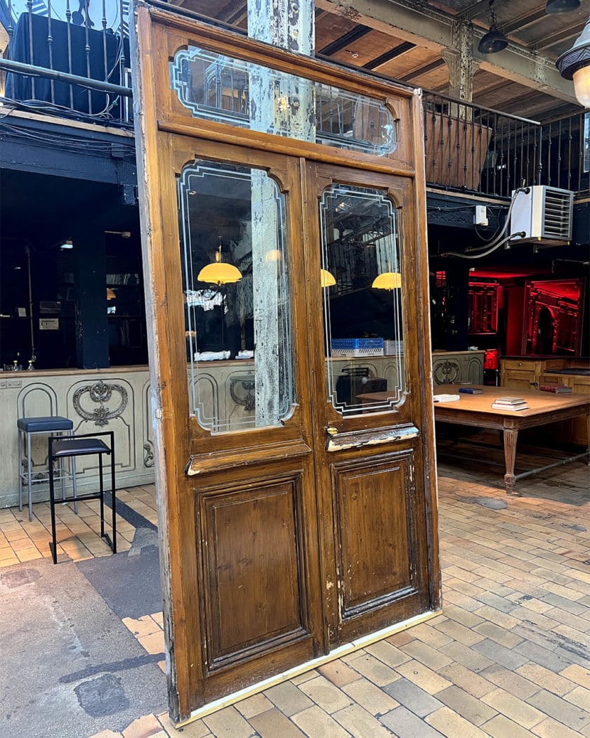 IMG_8214 | Matériaux Authentiques Double porte en verre gravée avec son imposte et bâti 159x282x6,5cm