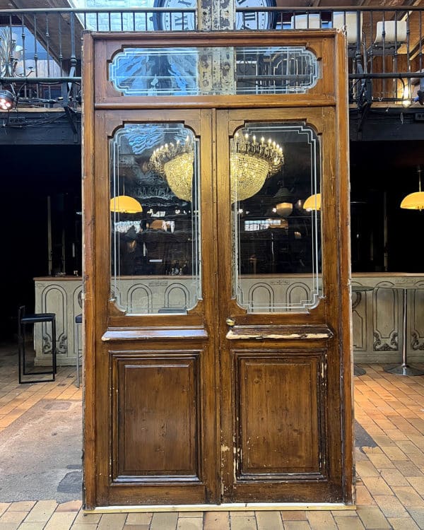 IMG_8215 | Matériaux Authentiques Double porte en verre gravée avec son imposte et bâti 159x282x6,5cm