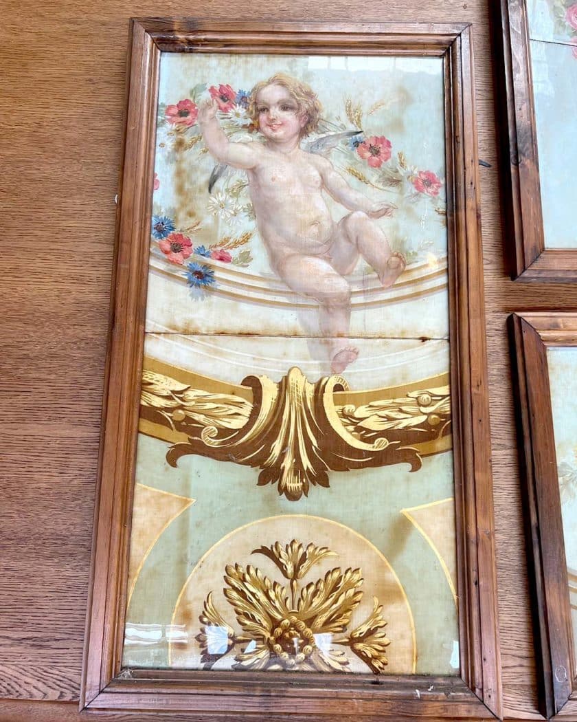 Lot de panneaux de peinture sur verre left